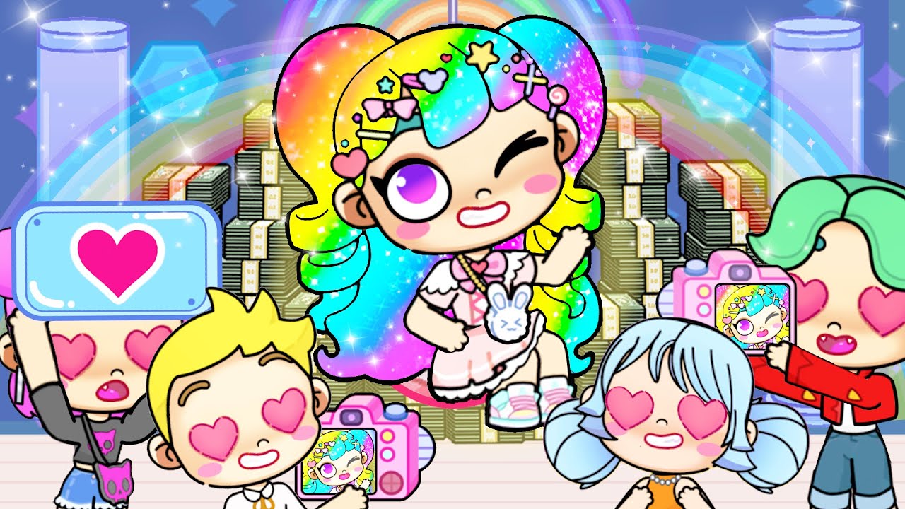 Eu sou a única que tem cabelo ARCO-ÍRIS no Mundo Avatar 🌈 Toca Life World | Toca Boca