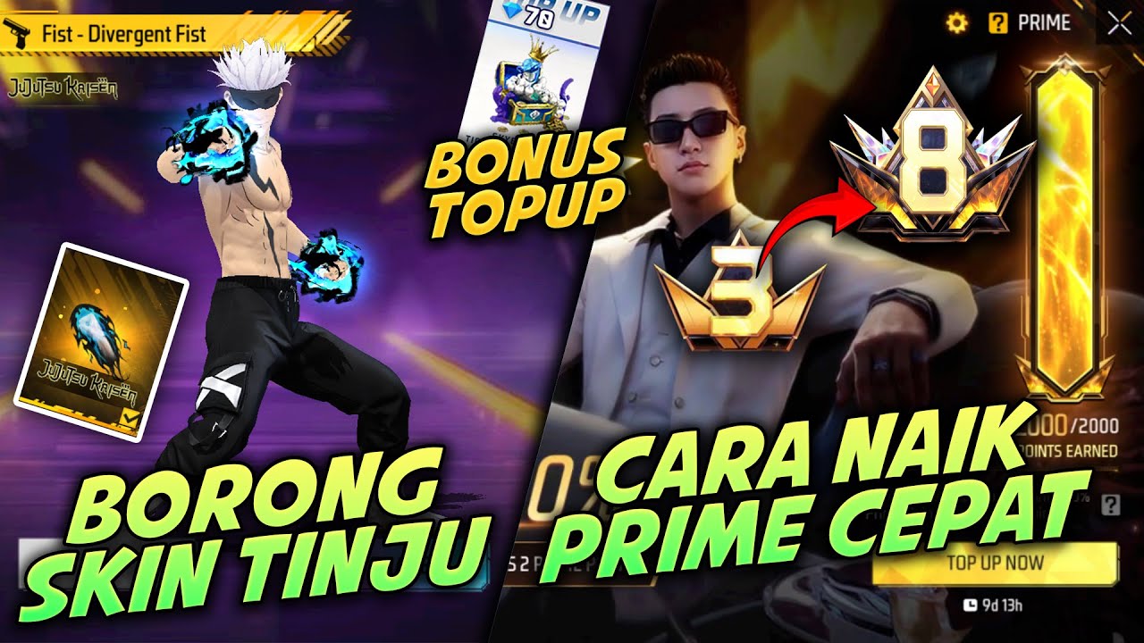 TRIK SPIN TINJU DIVERGENT FIST! BONUS TOPUP TERBARU 2X! Cara Naik Level Prime FF dengan Cepat