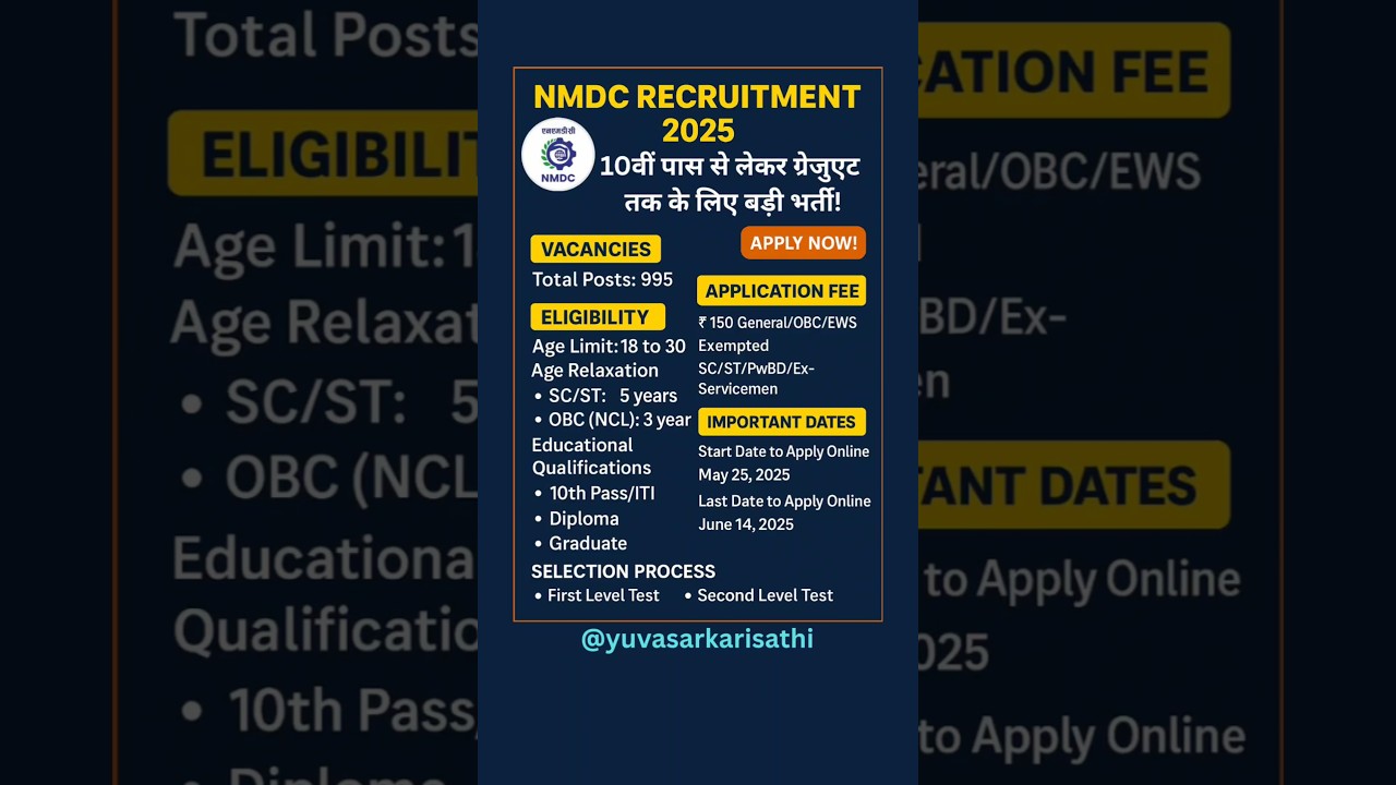 NMDC Recruitment 2025 Out | Govt Job for 10th, ITI, Diploma & Graduates! #shorts #job