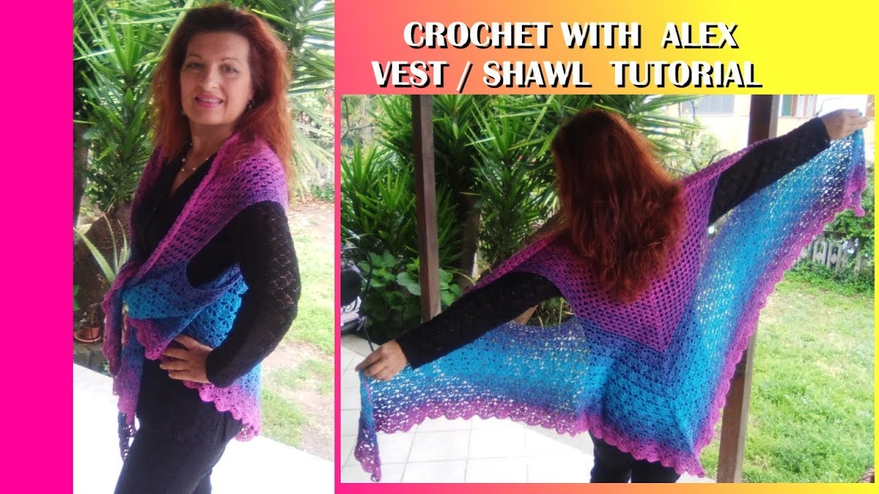 CROCHET DIAMOND VEST SHAWL any size TUTORIAL ALEX CROCHET