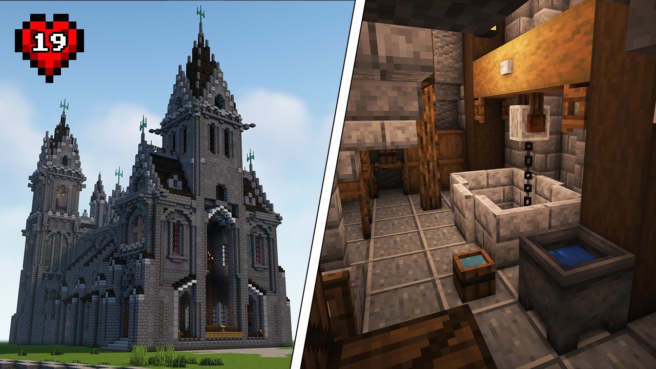 Building The Cathedral Tower & Updating Interiors | Minecraft Hardcore Ep #19