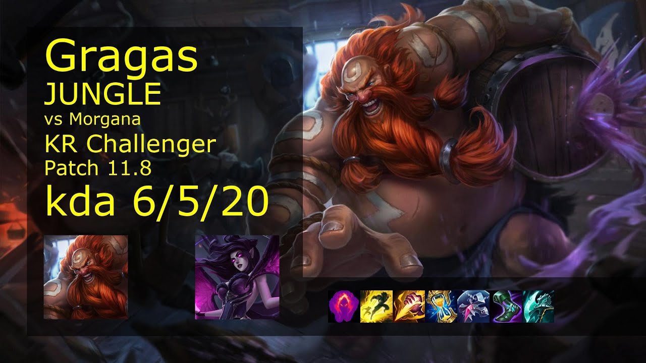 Gragas Jungle vs Morgana - KR Challenger 6/5/20 Patch 11.8 Gameplay // [롤] 그라가스 vs 모르가나 정글