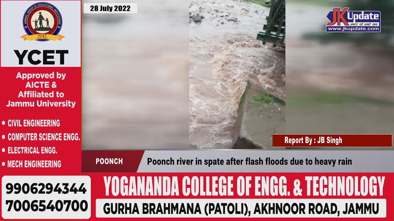 Poonch river in spate after flash floods due to heavy rain