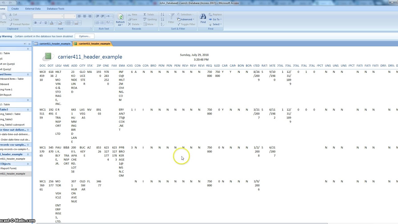 MS Access dynamic link table to external excel file csv updating