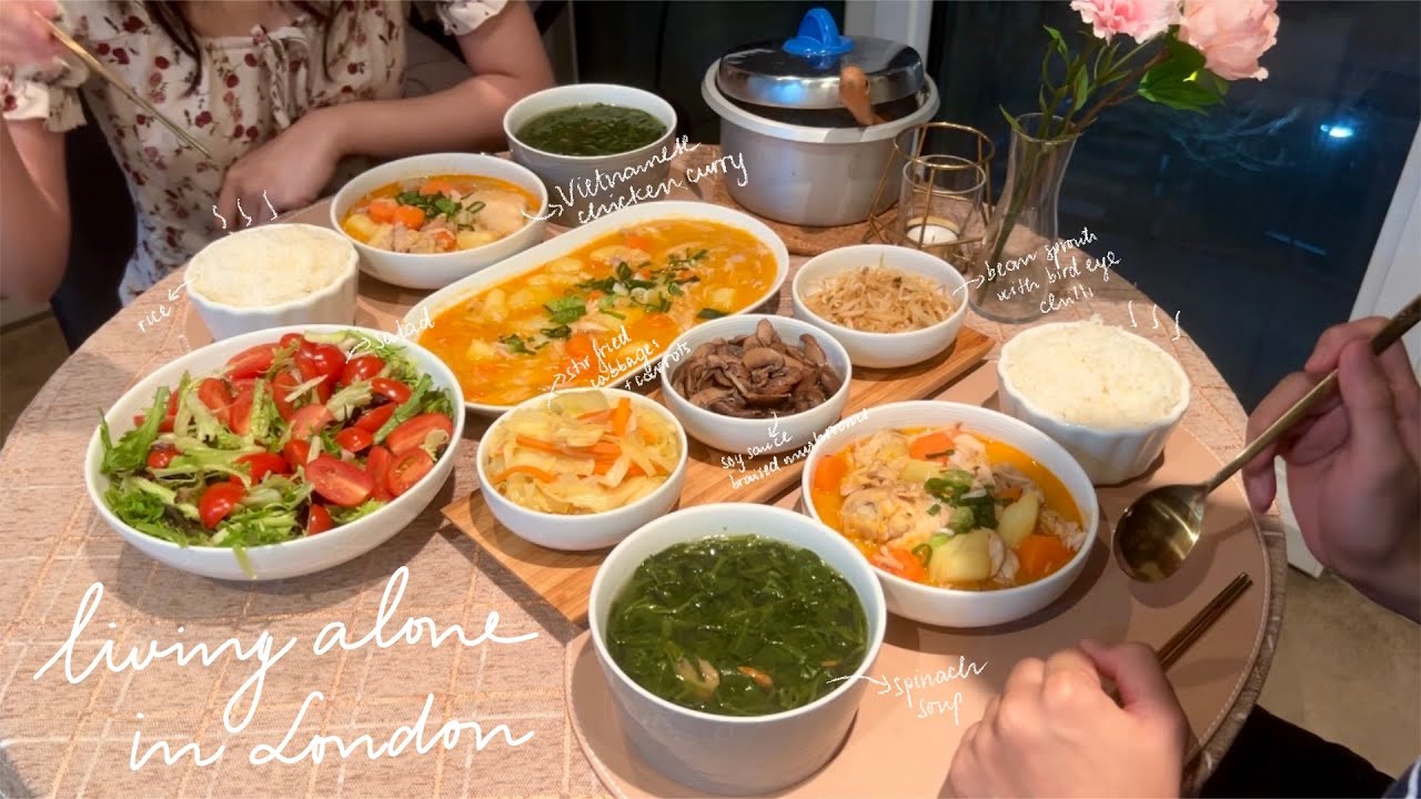 Living alone in London 🇬🇧| What I eat in a week |5 side dish recipes, Vietnamese chicken curry