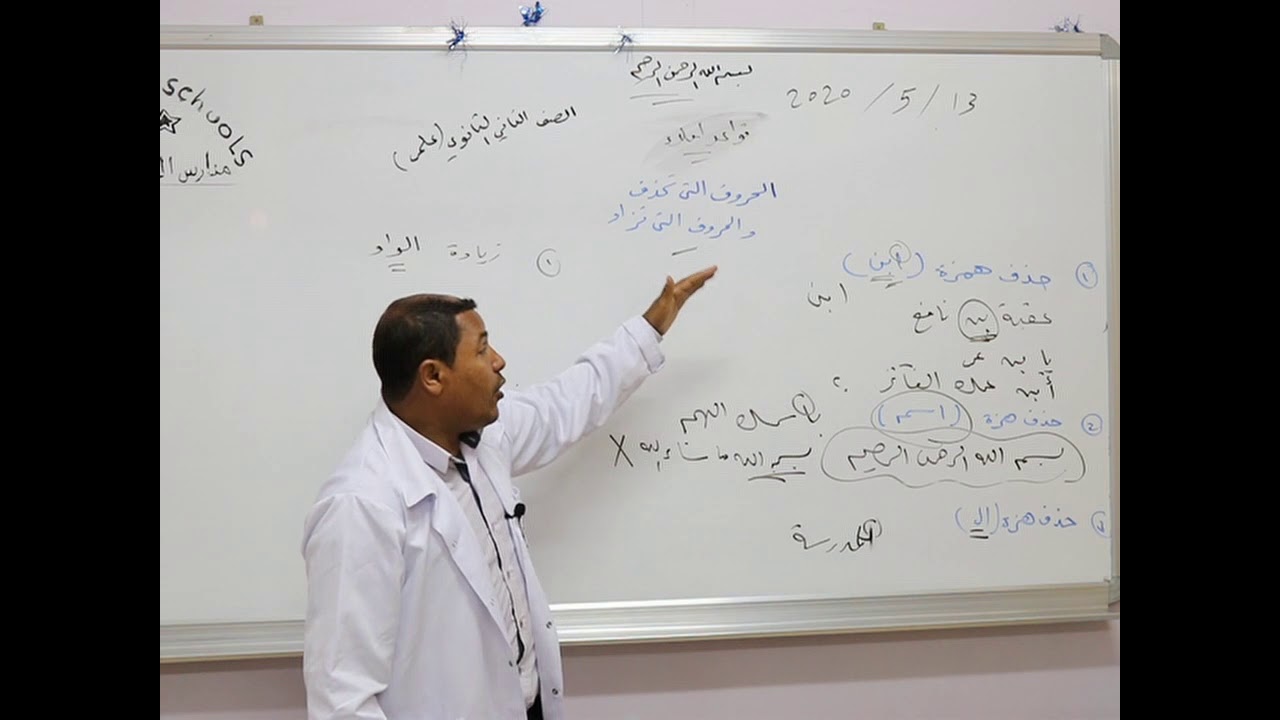 مادة اللغة العربية للصف الثاني الثانوي العلمي/  قواعد إملاء -  الحروف التي تحذف والحروف التي تزاد