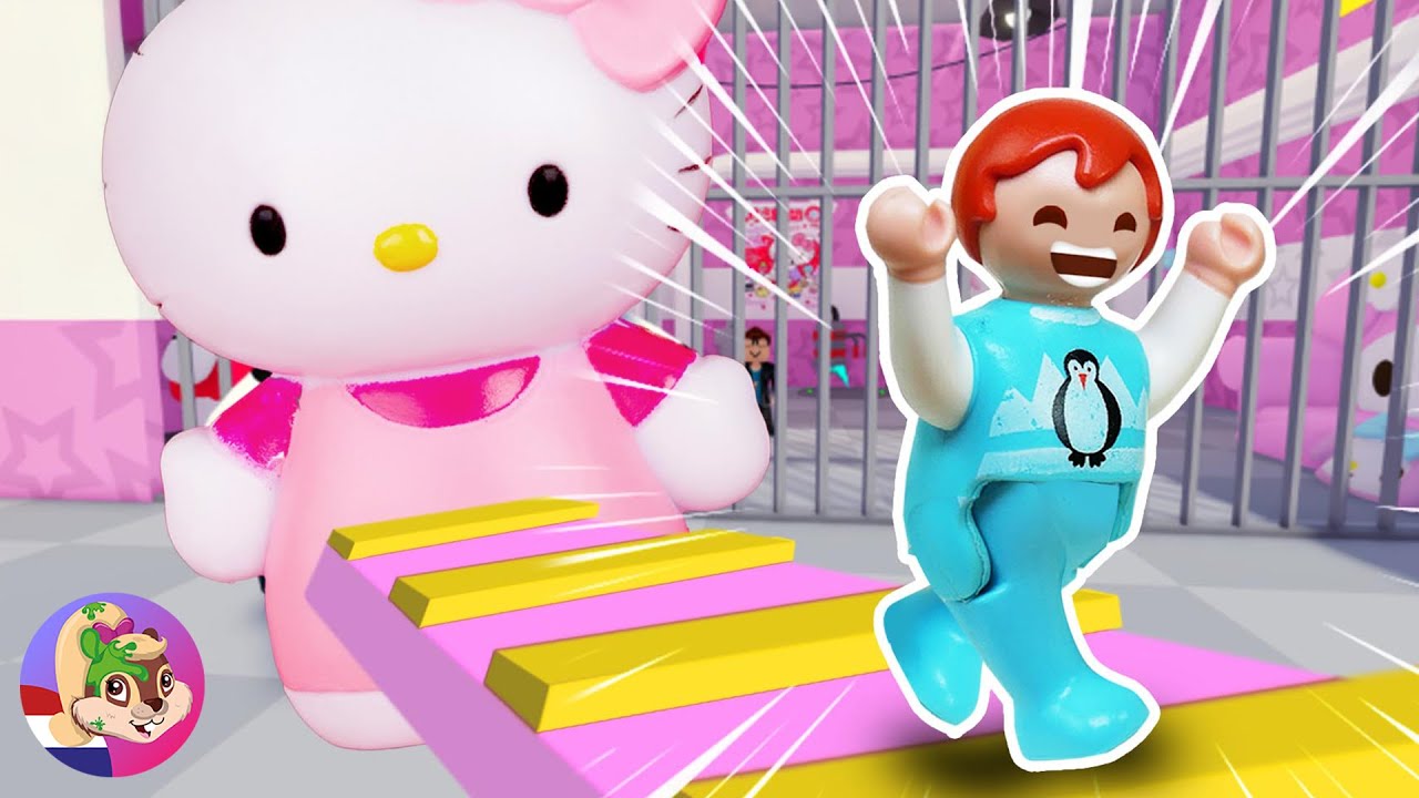 In de gevangenis met HELLO KITTY!😻 Kan Emma ontsnappen?😆 Roblox Obby | Playmobil familievogel