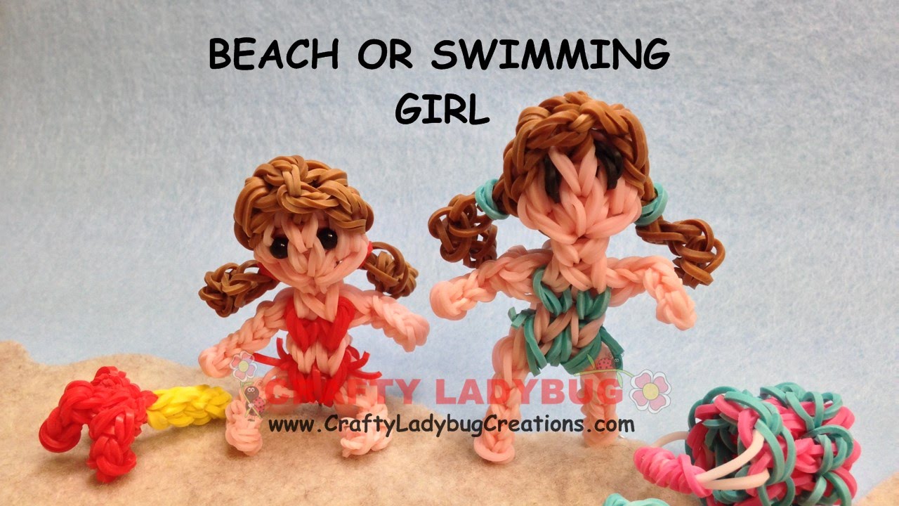 Rainbow Loom Band BEACH/SWIMMING GIRL ADVANCED Tutorials/How to Make by Crafty Ladybug