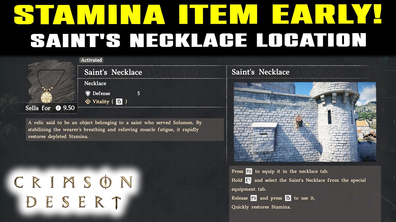 BEST STAMINA ITEM EARLY in Crimson Desert | How to Get & USE Saint's Necklace Location Guide