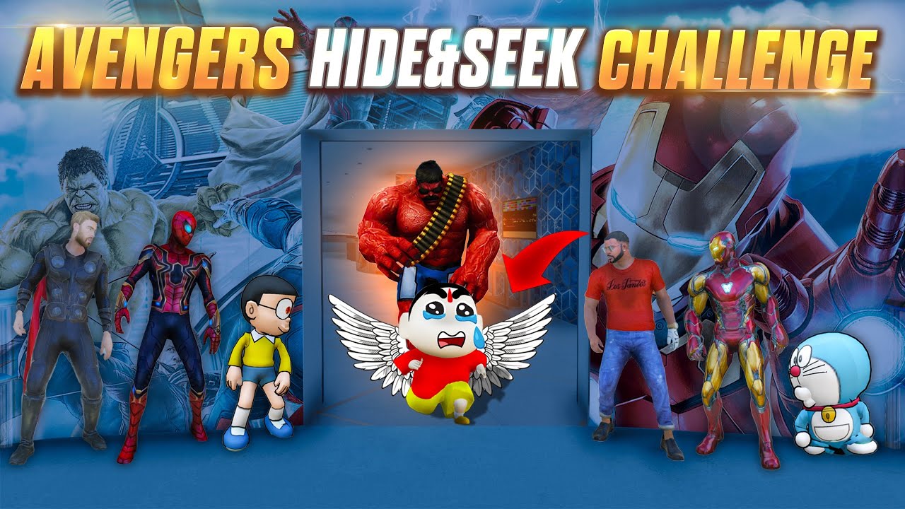 Shinchan😂 Doraemon Playing😱 Hide & Seek With Avengers😱In Gta#dominator_yt  #gta5telugu  #shinchan