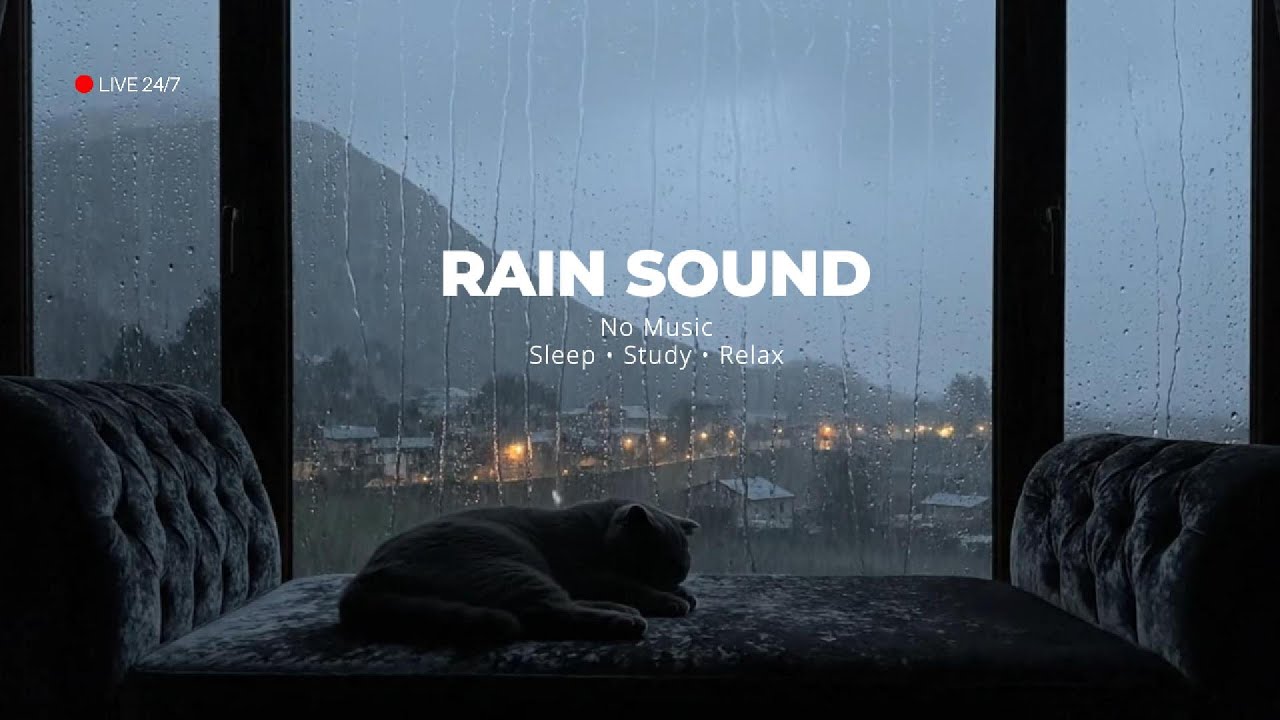 🔴 24/7 Heavy Rain on Window 🌧️ Relaxing Rain Sounds for Sleeping, Studying & Deep Focus