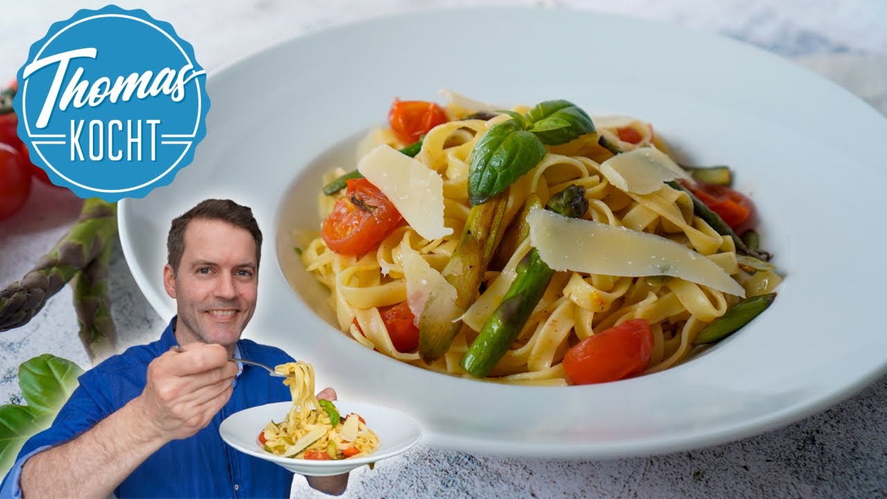 Schnelle Pasta mit grünem Spargel - super einfach und lecker!