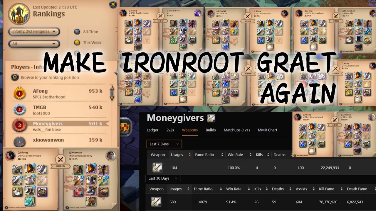 Ironroot 2v2 Hellgate: East Server #1 Climb from 200k | Albion Online
