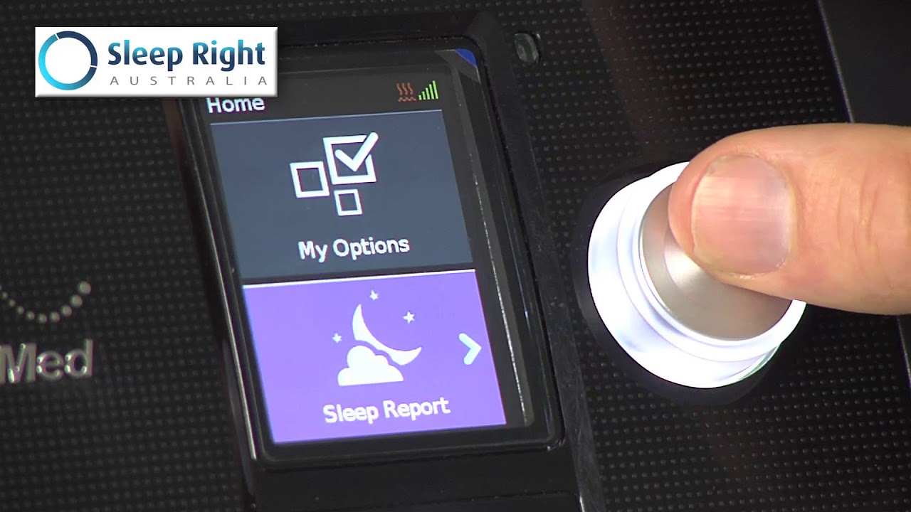 Accessing menus:  ResMed AirSense 10 CPAP device