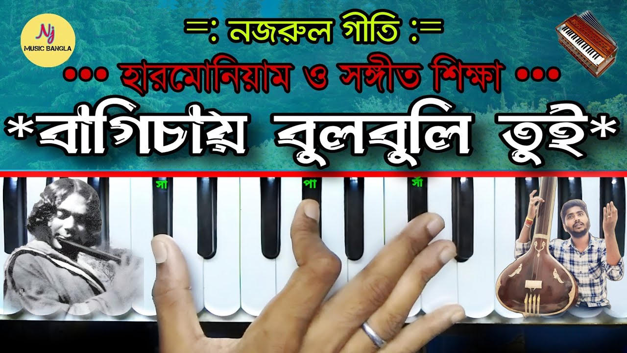 Bagichay Bulbuli Tui(বাগিচায় বুলবুলি তুই)| Harmonium Tutorial | Nazrul Geeti | Ghazal | Nj Music Be