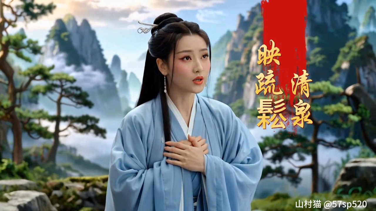 清泉映疏鬆#李白望月有懷#想見而不得見，情深而無處說，只能對著空山明月、清風流水，獨自長吟。#山高水遠隔不斷、風也聽月也聽。#歷史故事#中文歌曲#音樂