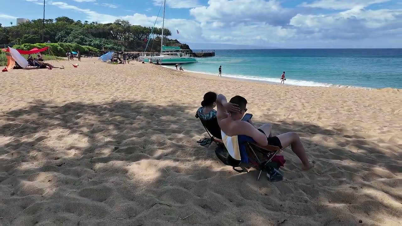 MAUI HAWAII-Long virtual walking tour on the beach, N. Kaanapali Beach. Airport Beach to Black Rock