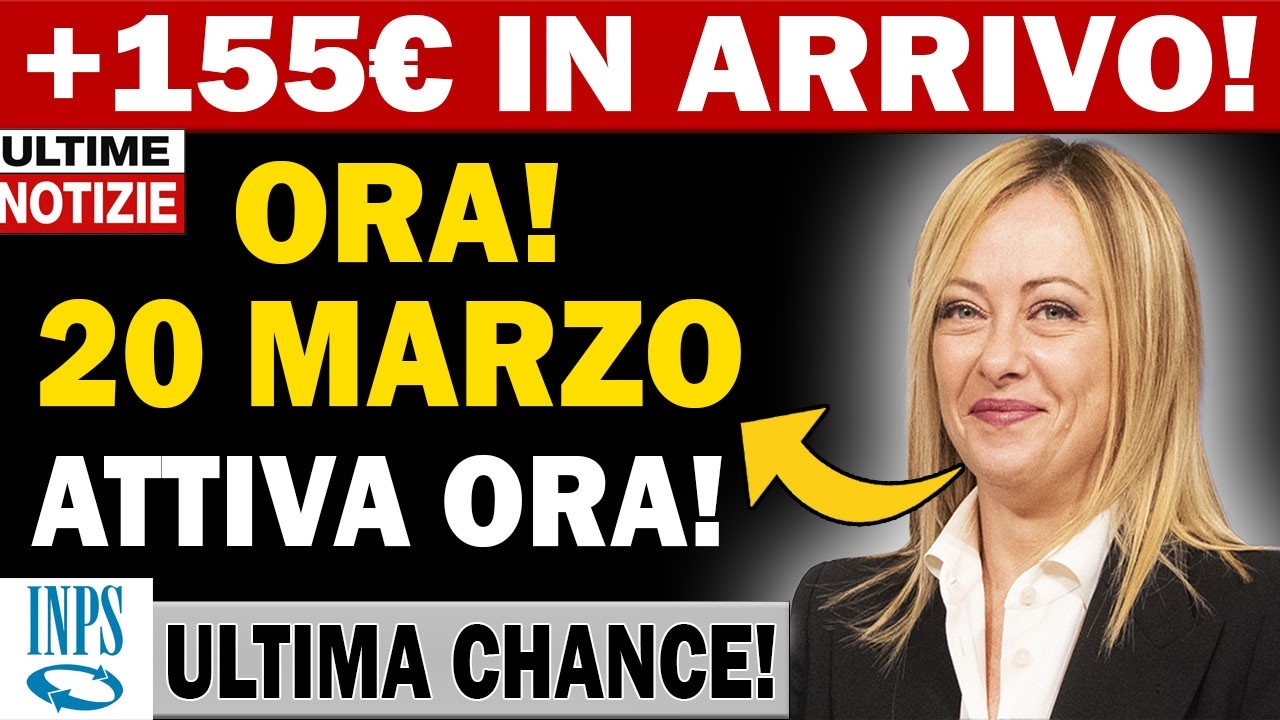 🚨 30 MINUTI FA! NOTIZIA PENSIONI: AUMENTO DI 155&euro; DAL 20 MARZO 2026 &ndash; CONTROLLA ORA! ✅