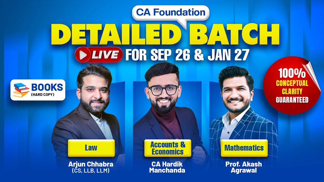 MOST DETAILED CA Foundation LIVE Classes - Sep 2026 & Jan 2027 | CA Hardik Manchanda | CA Foundation