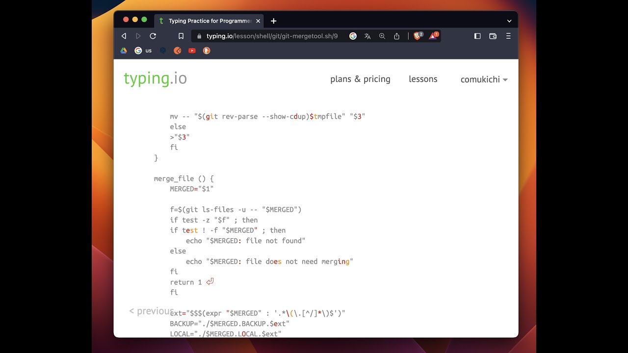 Typing.io：Typing practice for programming | Git | Shell｜mecanograf&iacute;a