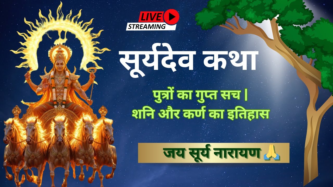 🔴 LIVE : सूर्यदेव की रहस्यमयी कथा 🌞 | पुत्रों का गुप्त सच | शनि और कर्ण का इतिहास