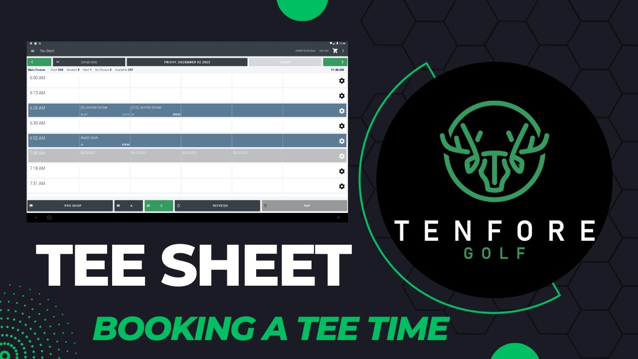 TenFore Golf - Tee Sheet - Booking a Tee Time