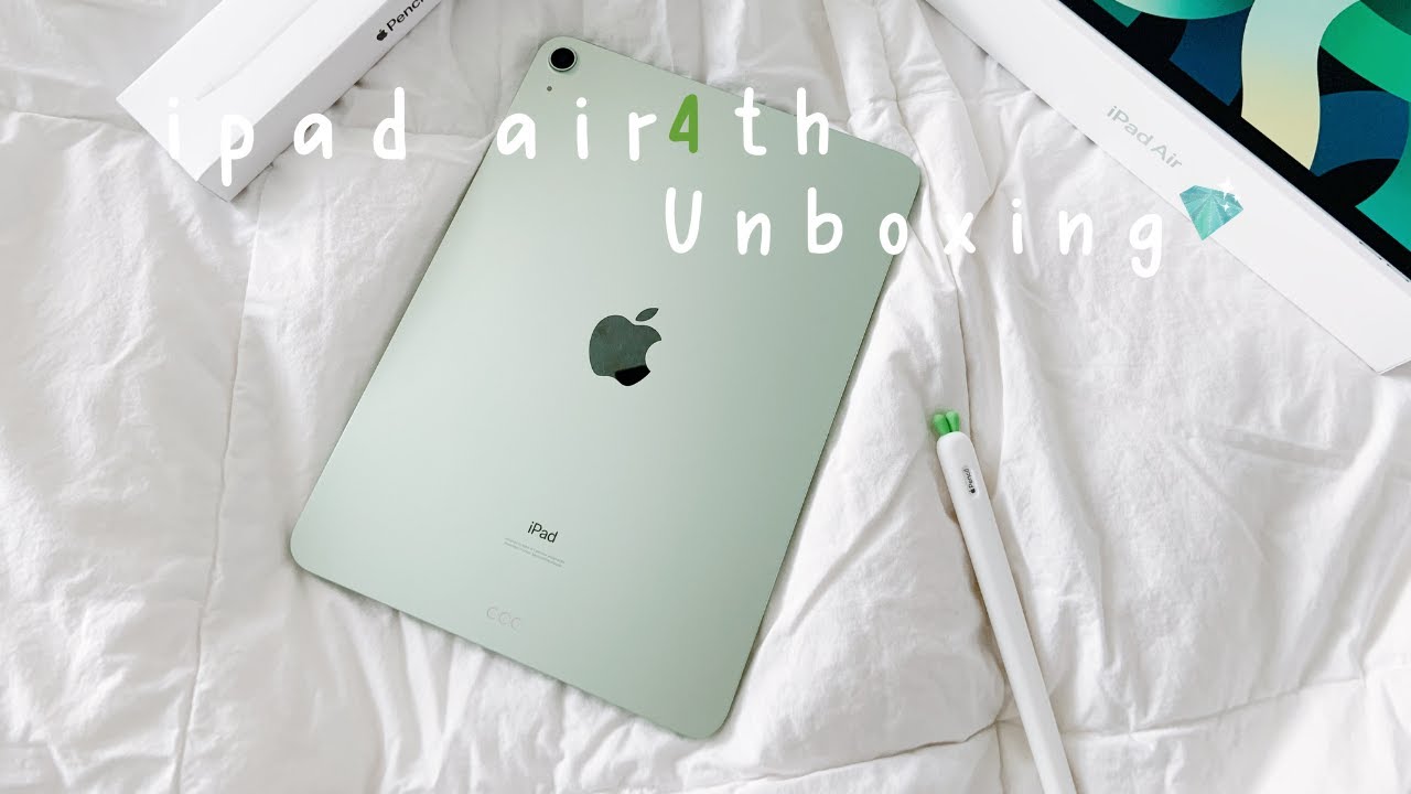 sub)iPad Air4 Unboxingㅣ🍏아이패드 에어4세대 그린 256GB wifi($673) + 애플펜슬 2세대($127) 언박싱🍏ㅣ그린 너 너무 예쁘잖아..´͈ ◡ `͈