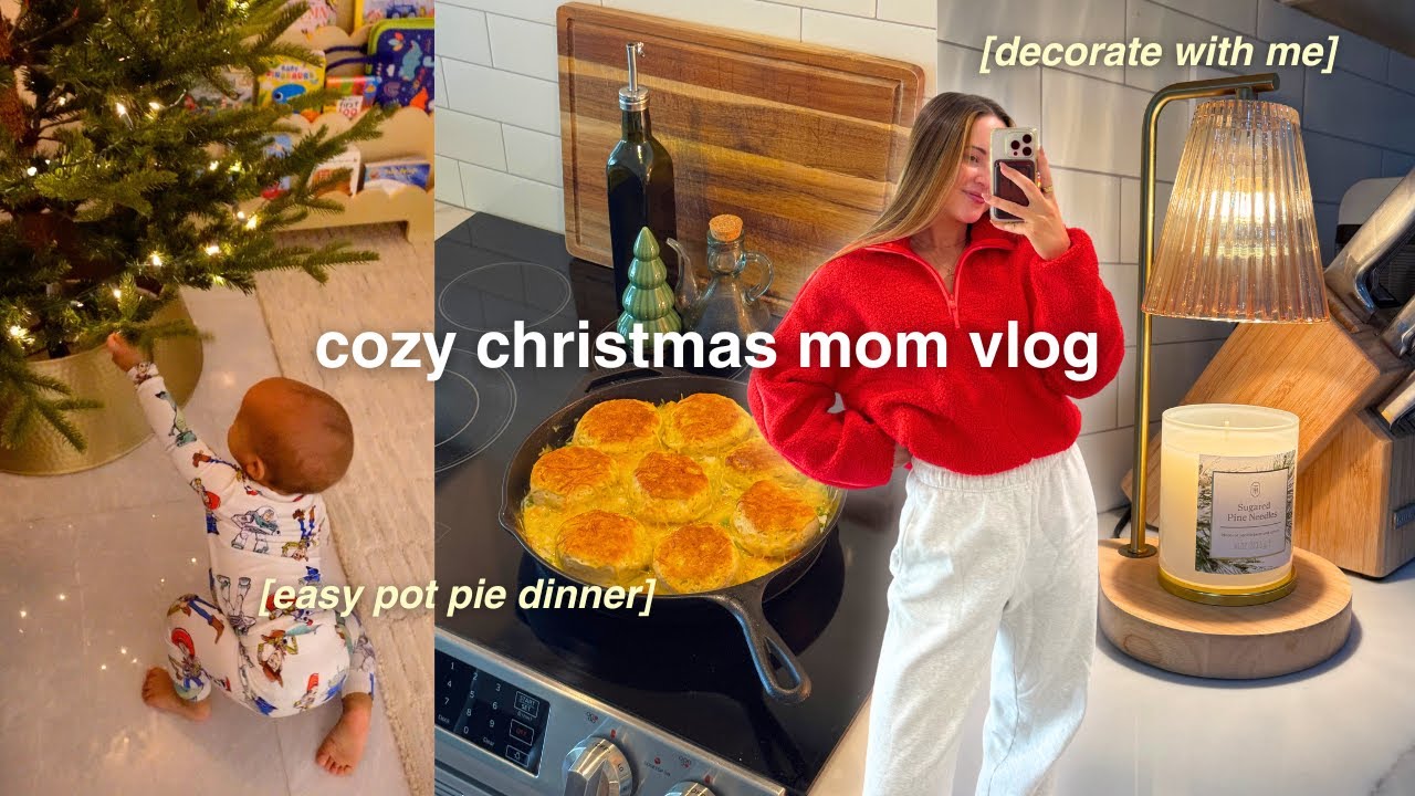 COZY CHRISTMAS MOM VLOG 🎄 decorate with me, easy skillet pot pie, shopping & getting in the spirit!
