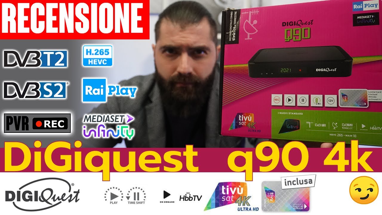 la TV non si vede? Digiquest Q90 l'unico Decoder Tivusat 4K Con Servizi HBBTV Decoder DVB T2 PVR