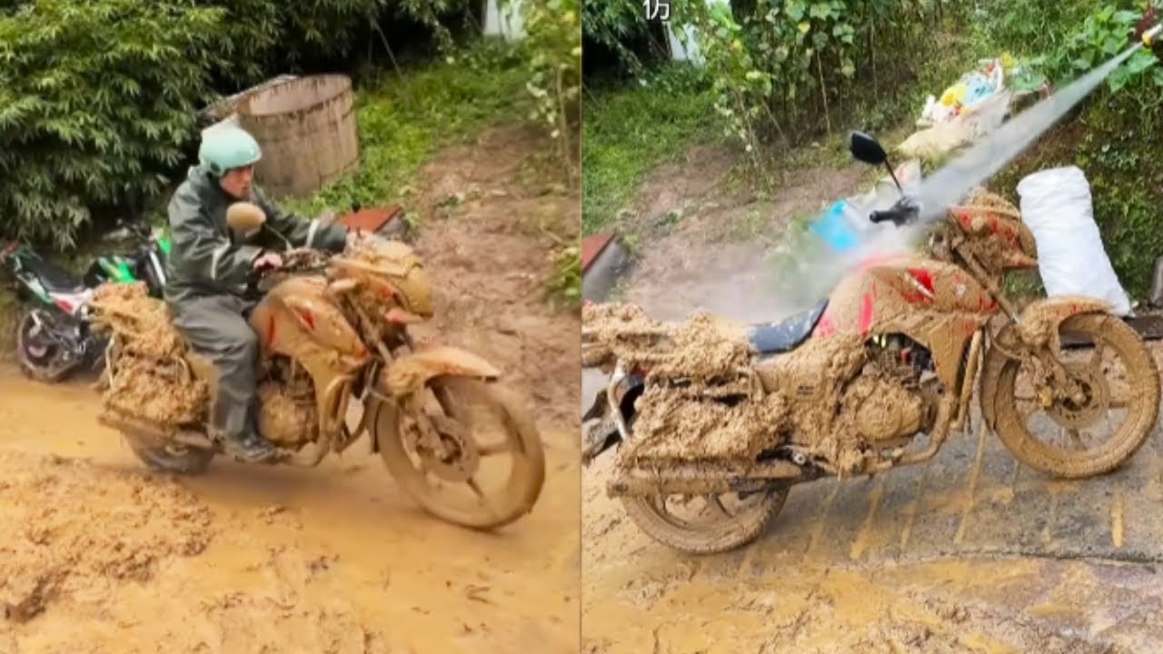 Me & My Motorcycle 🏍️ is Very Dirty 😭 Finally A Good Man washed Me & My Motorcycle 🏍️ #funny