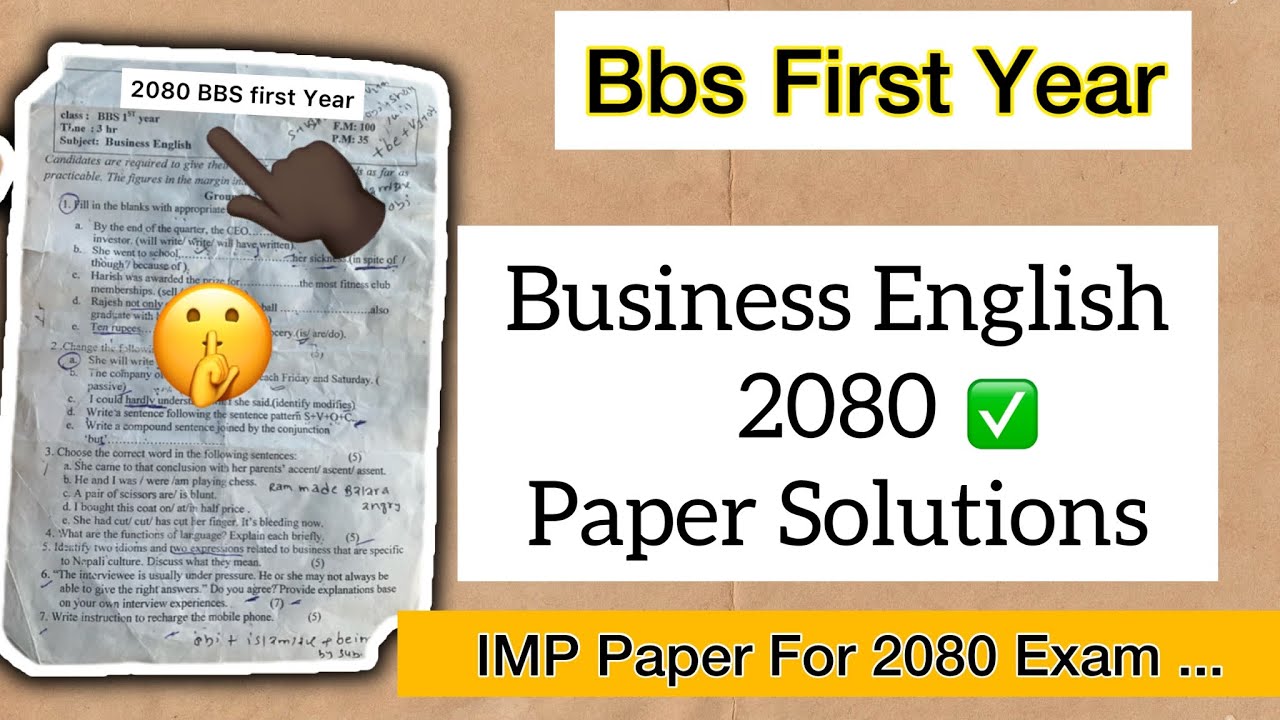 Business English $2080 IMP paper Solutions // business english grammar bbs 1st year #bbs2080$$