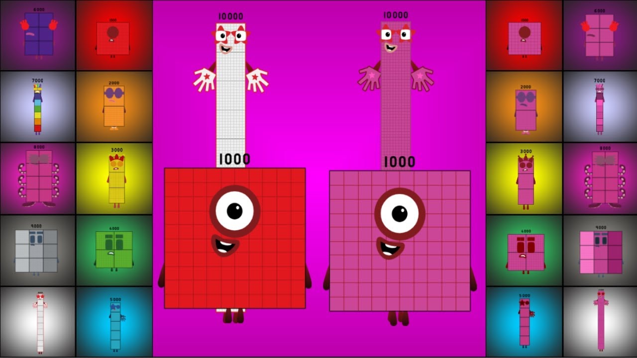 The BIGGEST Jolly Numberblocks Band (1000-10000) Normal vs. PinkGirl Challenge EVER!