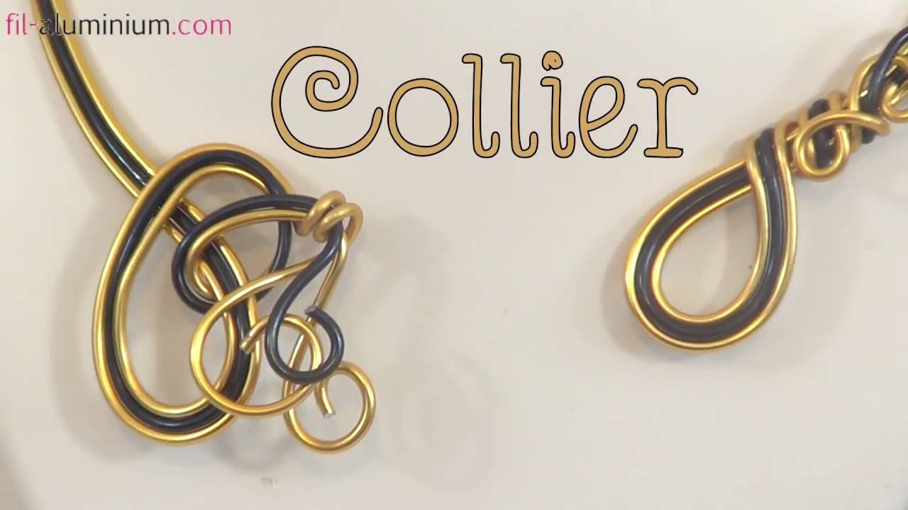 ► [ TUTO ] Création d'un Collier Boucle en fil aluminium noir et or