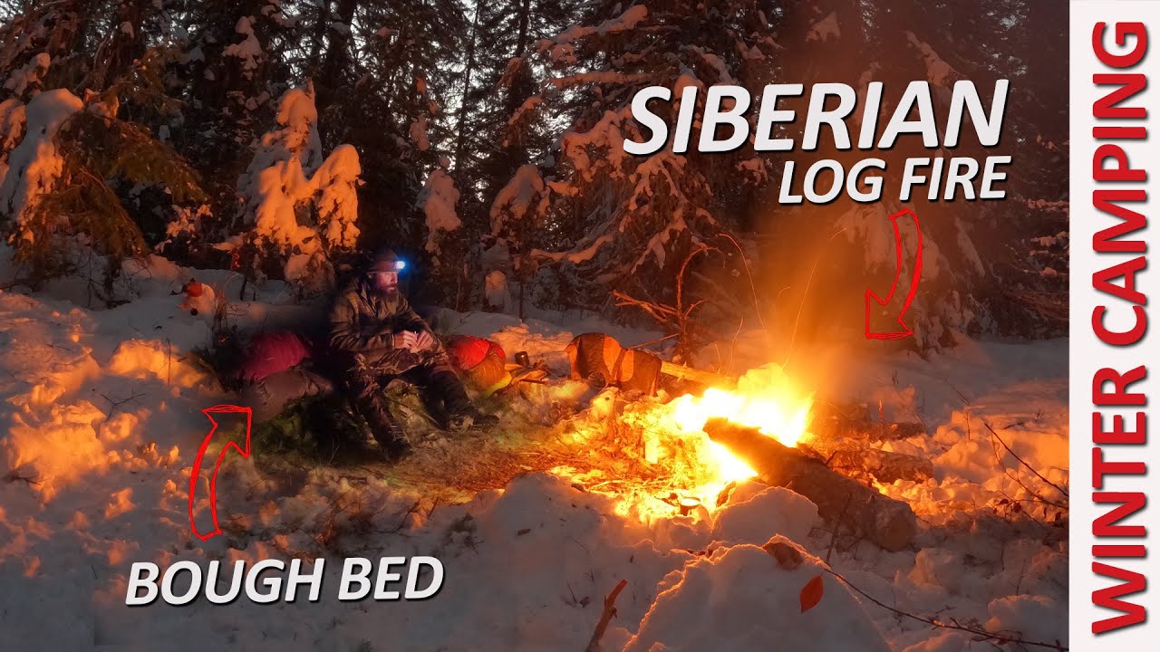 Winter Bushcraft Camping | Catch and Cook in Deep Snow NO SHELTER