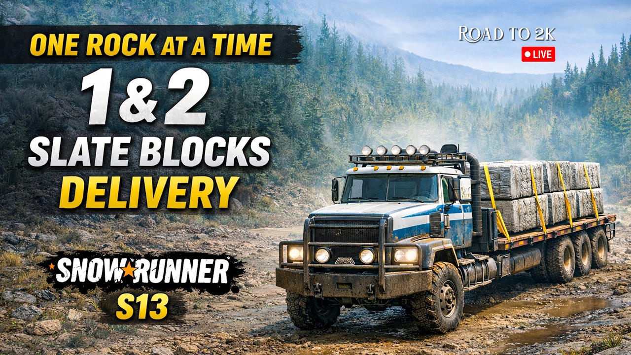 Moving Slate Blocks | One Rock at a Time Contracts | SnowRunner Live | Road to 2k