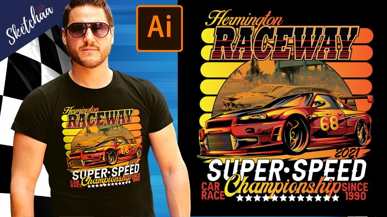 Raceway | T-Shirt Design in Adobe Illustrator I Tutorial