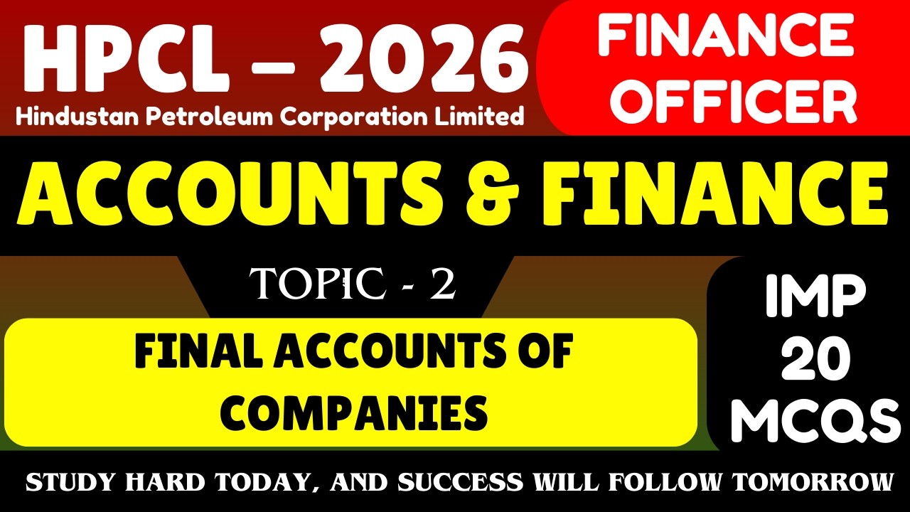 Final Accounts of Companies MCQS | HPCL Finance Officer 2026 Pdf Notes | HPCL Accounts  and Finance