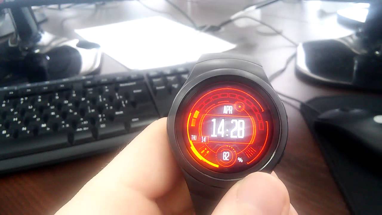 Animated Watch Face: Red Neon running on Samsung Gear S2