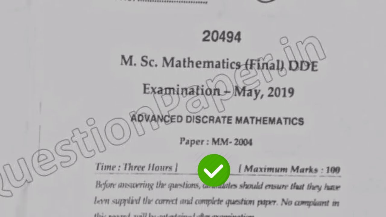 [2019] Mdu DDE MSc 2nd Year Mathematics Advance Discrete Mathematics Question Paper