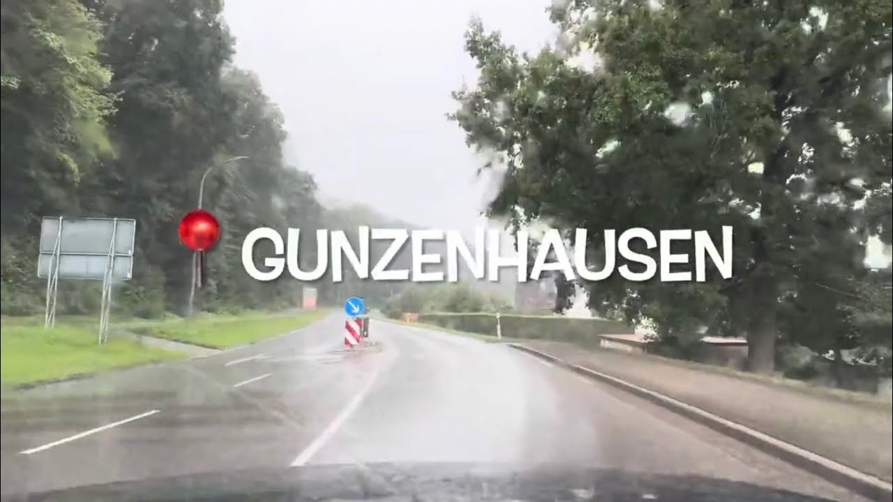 4K | Gunzenhausen - Germany | Rainy drive through a small German town