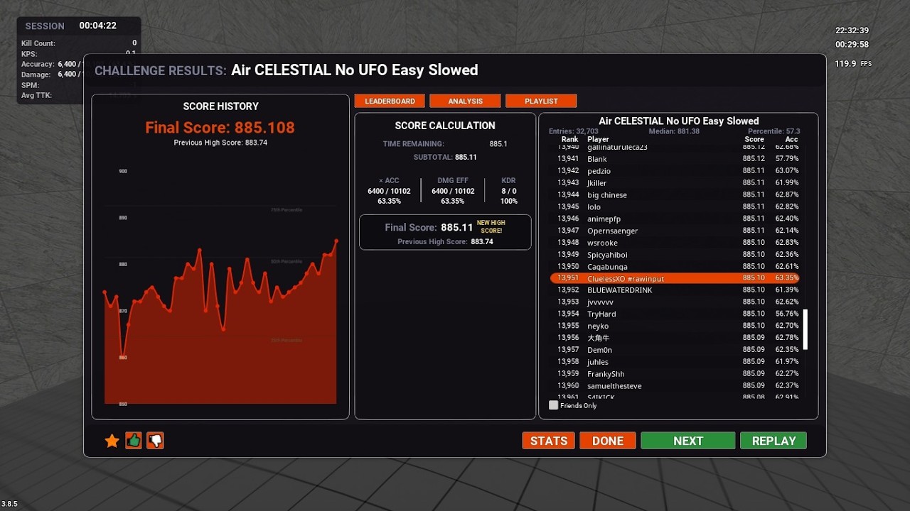 Air CELESTIAL No UFO Easy Slowed 885 High Score
