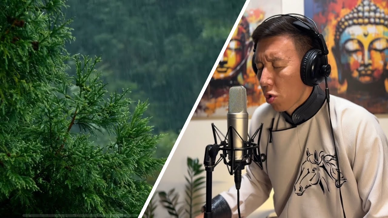 Throat singing meditation with rain sounds