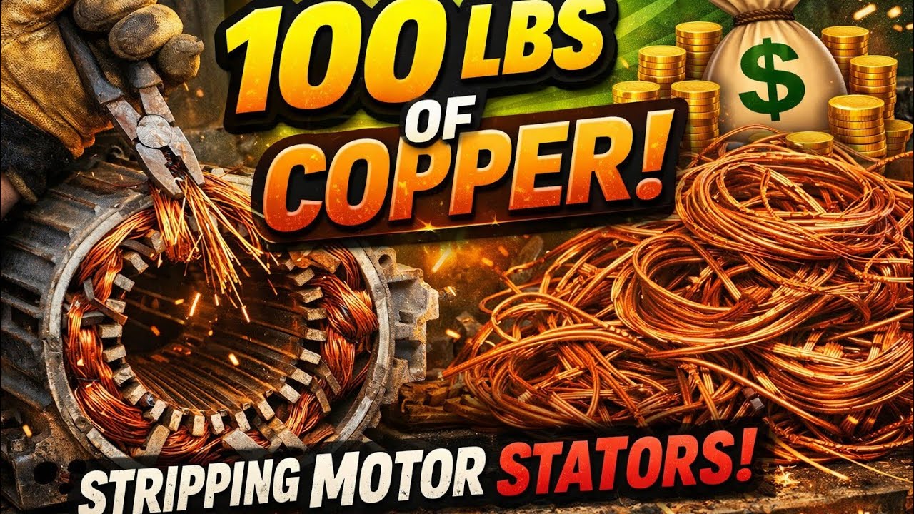 Pulling copper out of electric motor stators.