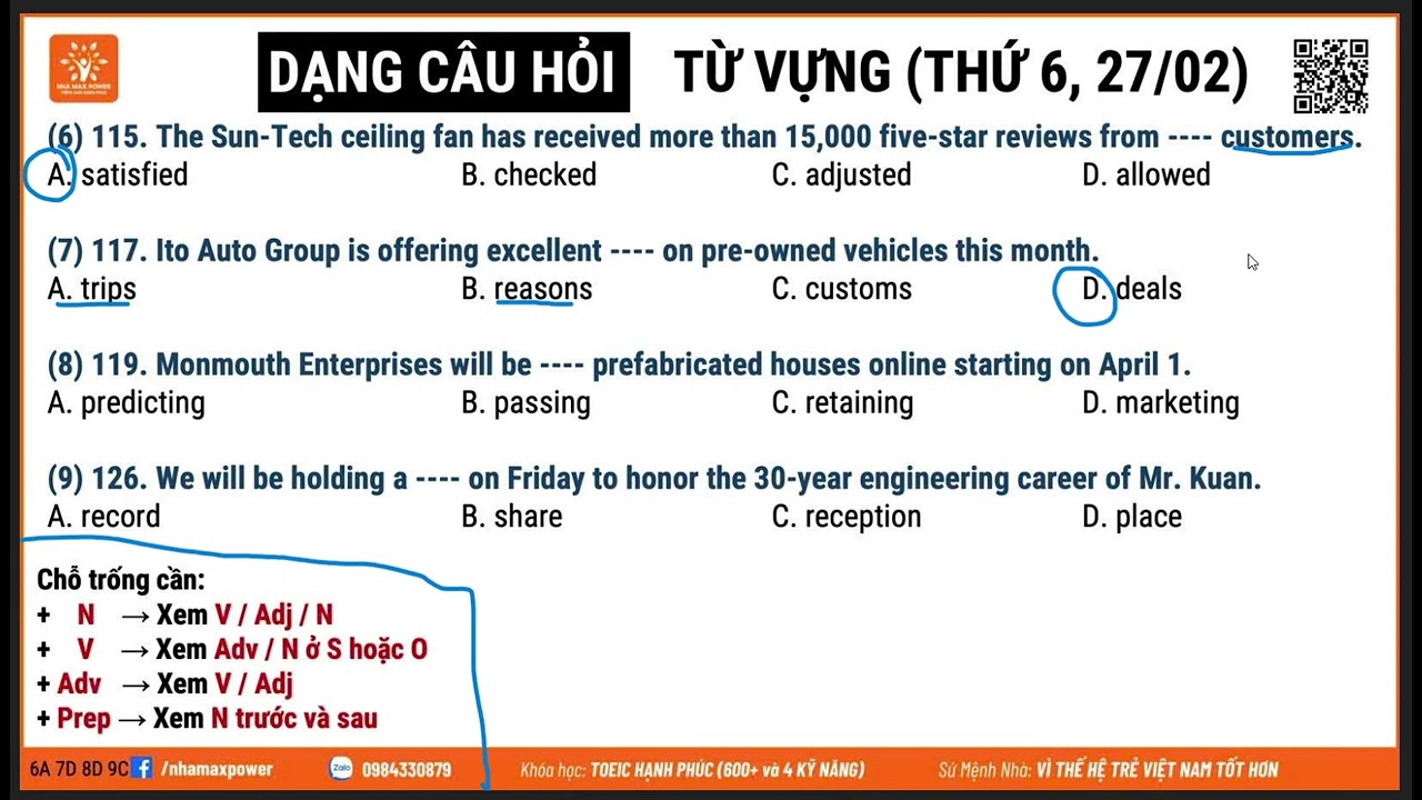 Bài tập từ vựng