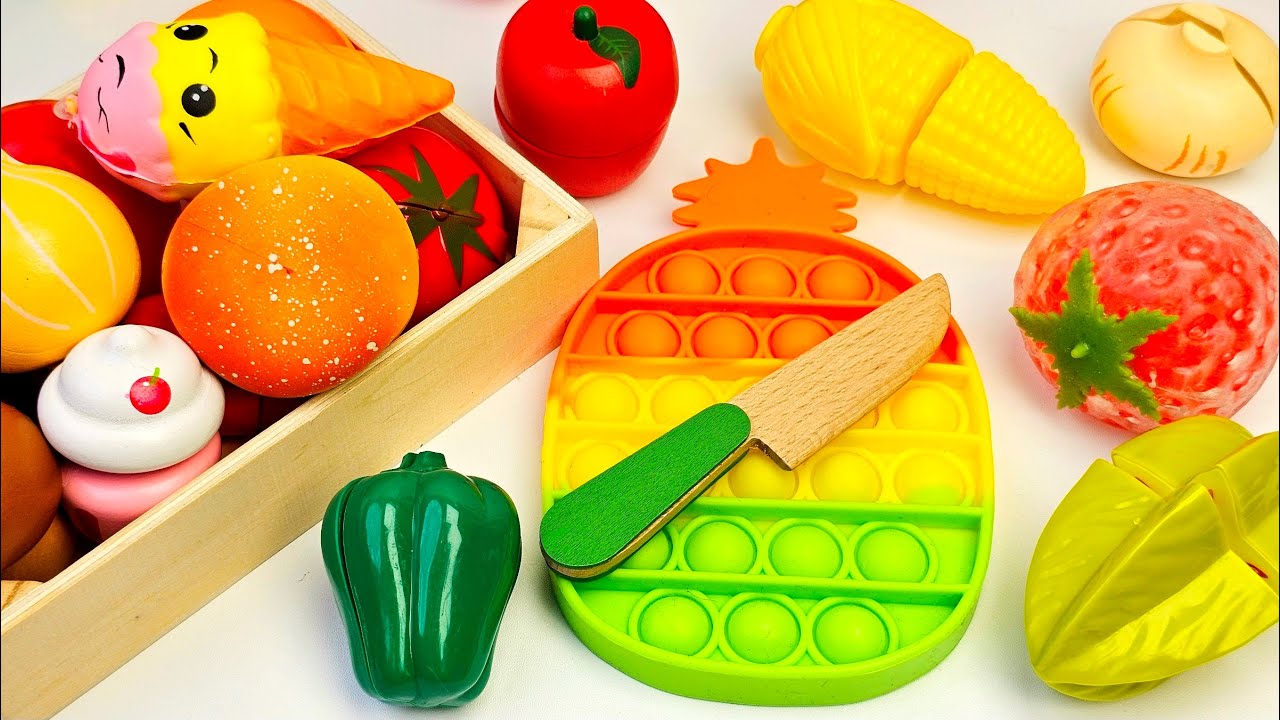 Oddly Satisfying Video-How to Cutting New Wooden Fruits and Vegetables ASMR - Cutting Plastic fruits