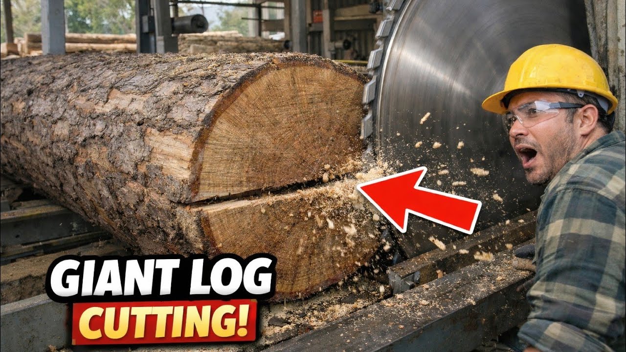 Cutting Large Logs at the Sawmill | Real Working Process