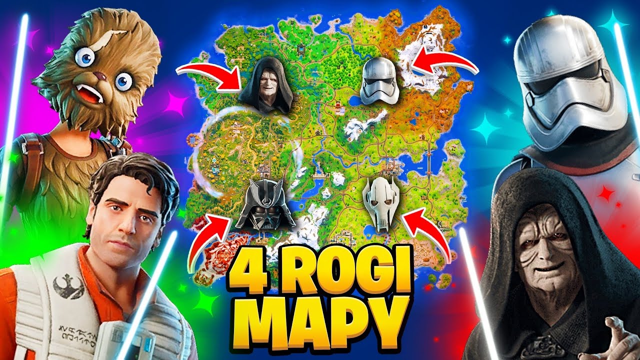 Cztery GALAKTYCZNE Rogi Mapy Challenge w Fortnite Star Wars