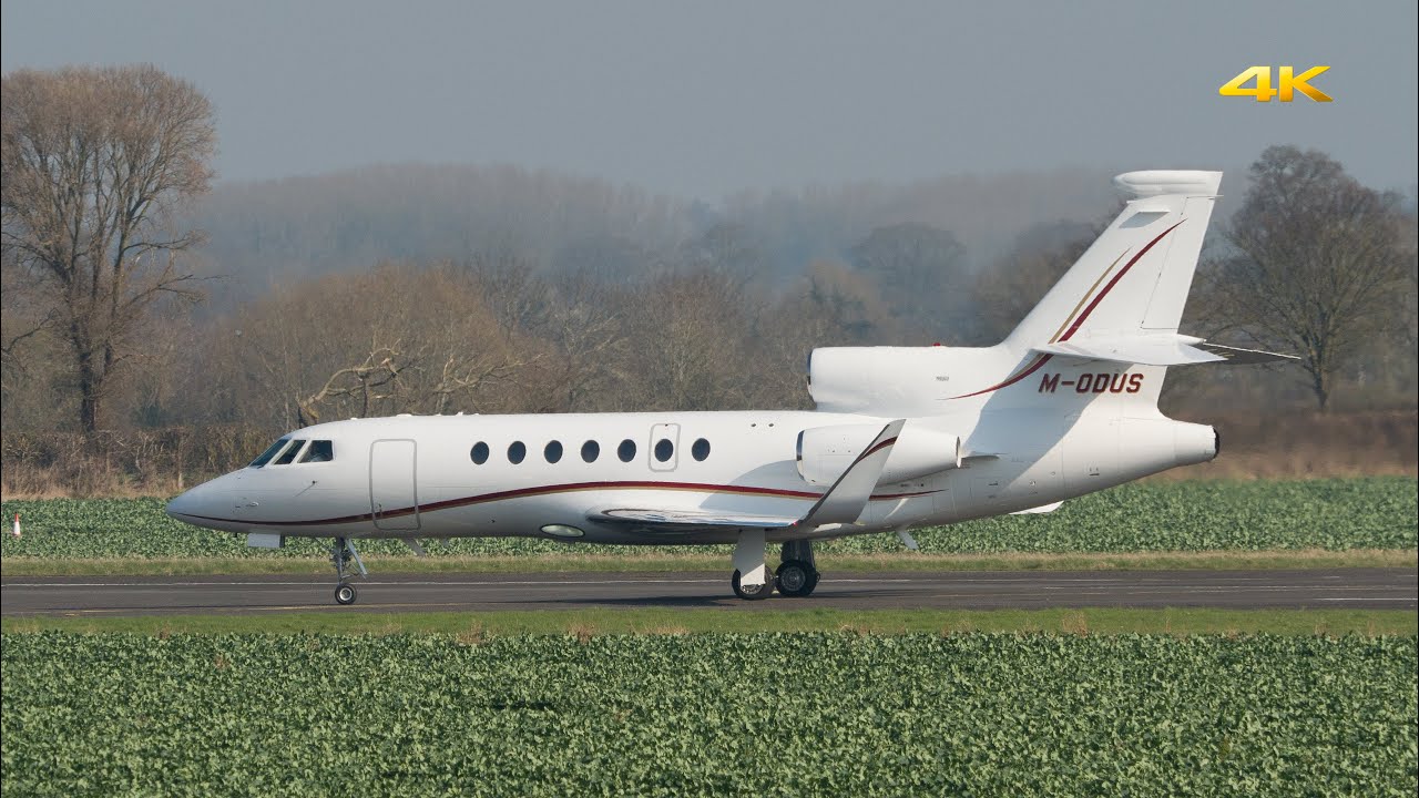 Falcon 50EX at Wellesbourne Airfield, Warwickshire (Short field landing/take-off)