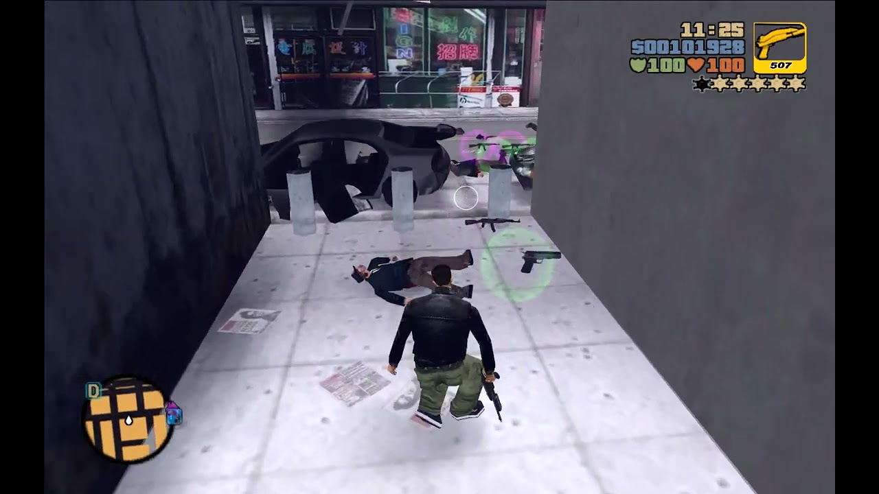 GTA 3 Chinatown Triads Shootout + 5 Stars Wanted Level Escape