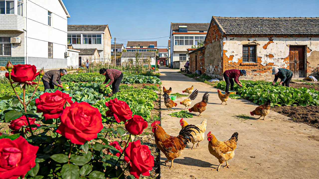 The REAL China: Hubei Plain Rapeseed Flowers & Vegetable Harvest Village Walk in 4K